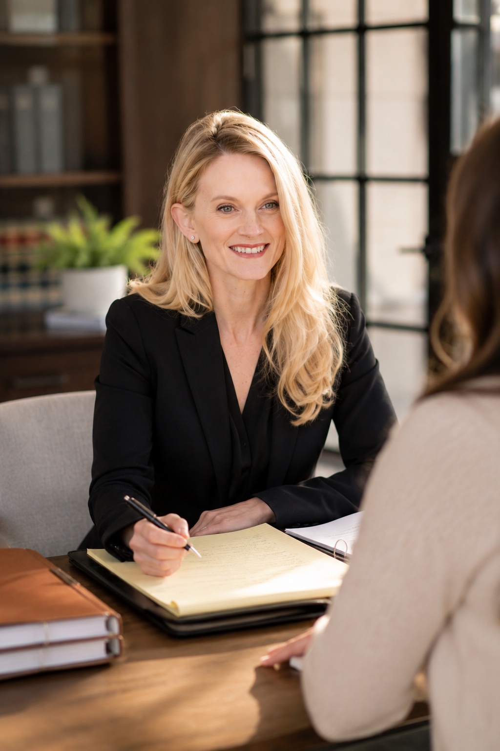 Amber Russell meeting with a client